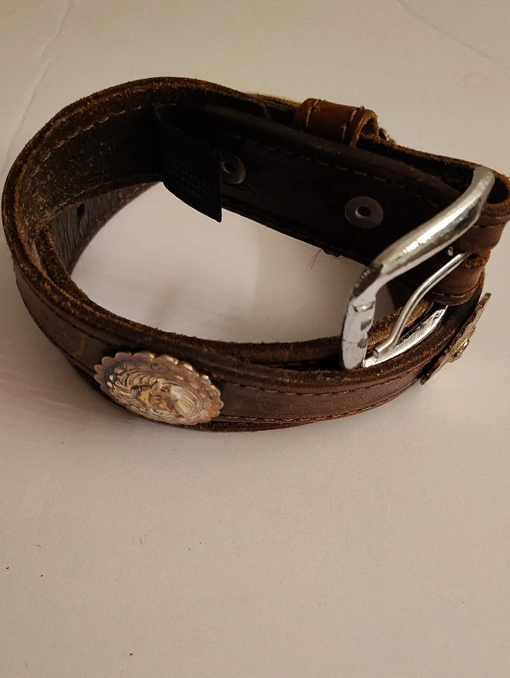 Vintage Brown Horses Leather Kids Belt with Silver Buckle BPD